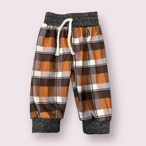 Baby Plaid Jogger Pants - Fall Vibes, Drawstring Waist, Size 0-3 Months